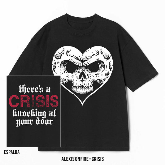 Playera Alexis On Fire – Crisis, color negro, impresión gráfica