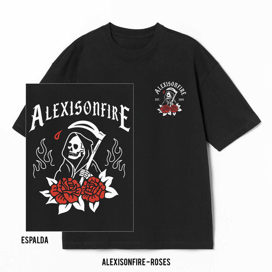 Playera Alexis On Fire – Roses, color negro, impresión gráfica