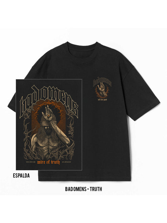 Playera Bad Omens – Truth, color negro, impresión gráfica