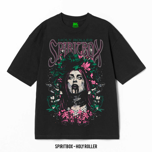 Playera Spiritbox – Holy Roller, color negro, impresión gráfica