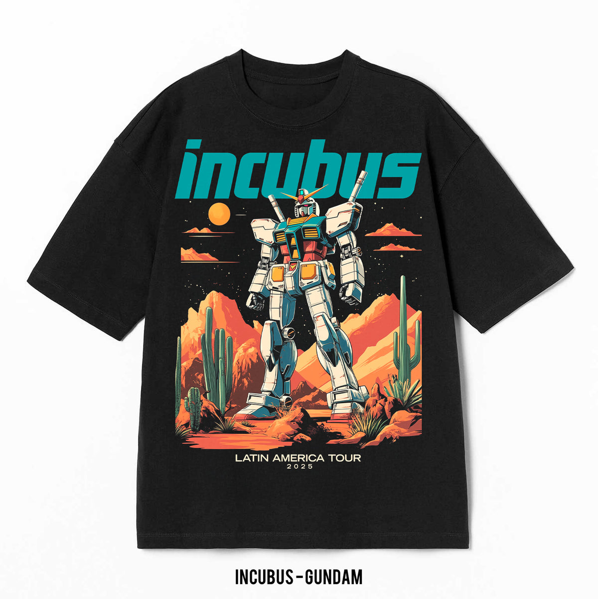 Playera Incubus – Gundam, color negro, impresión gráfica