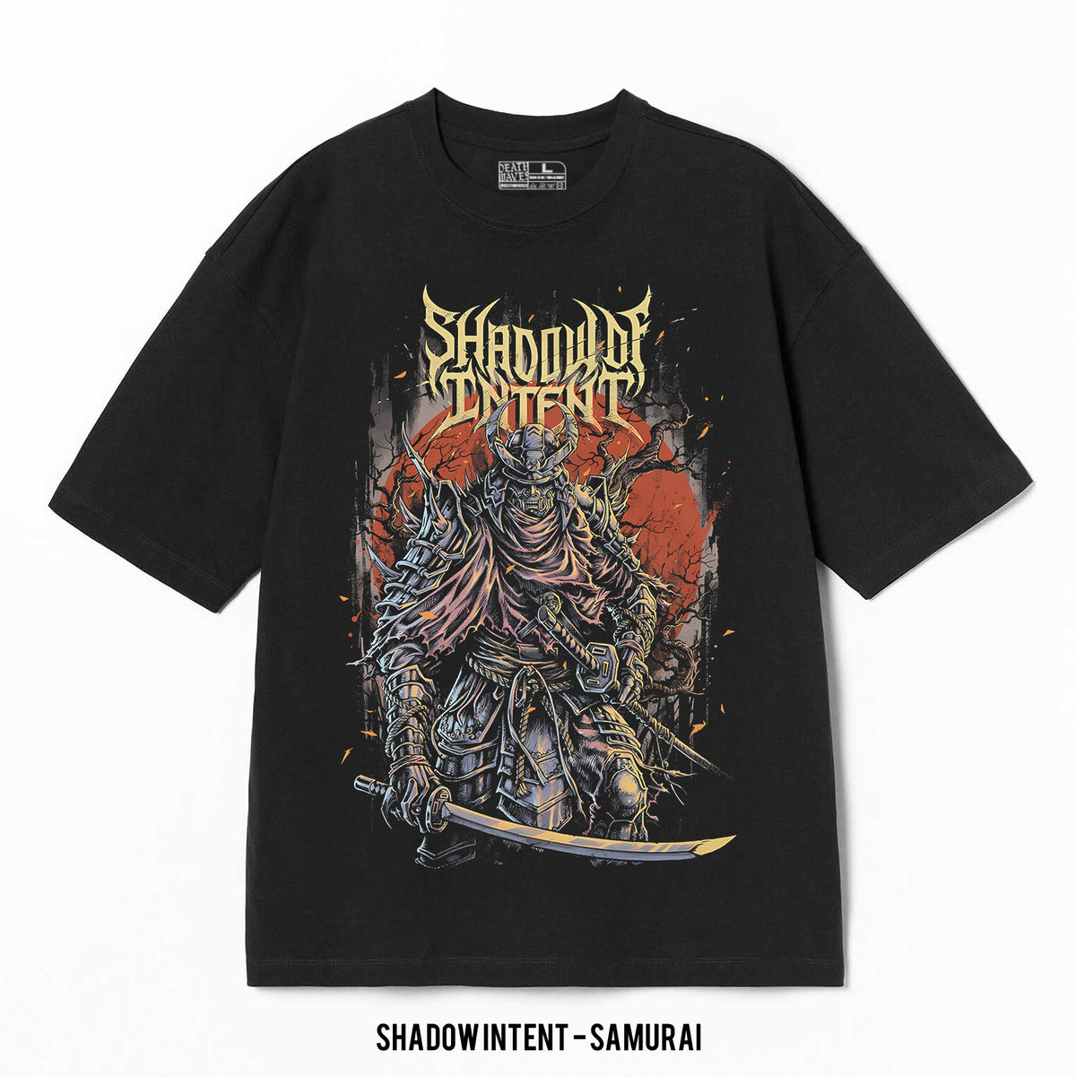 Playera Shadow Of Intent – Samurai, color negro, impresión gráfica