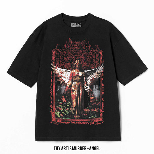 Playera Thy Art Is Murder – Angel, color negro, impresión gráfica