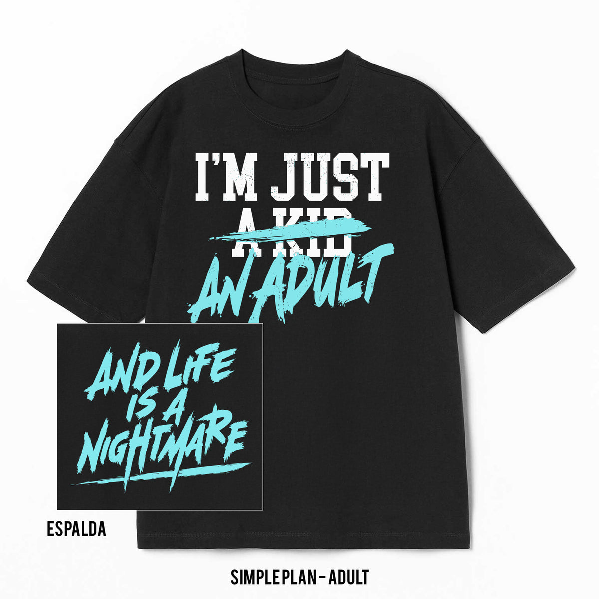 Playera Simple Plan – Adult, color negro, impresión gráfica