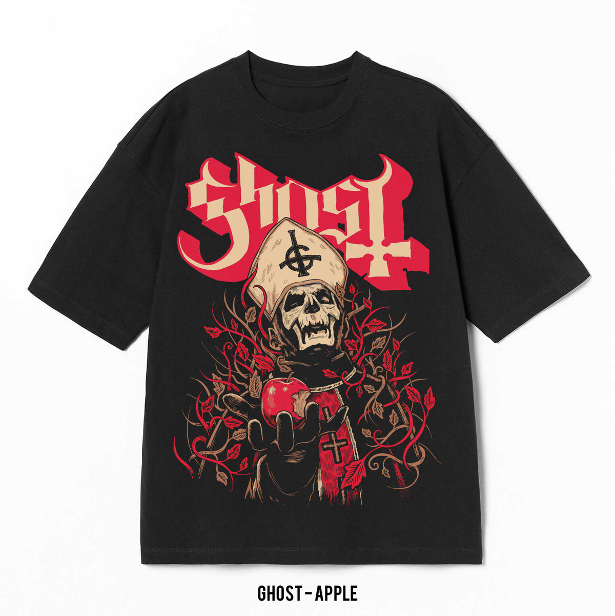 Playera Ghost – Apple, color negro, impresión gráfica