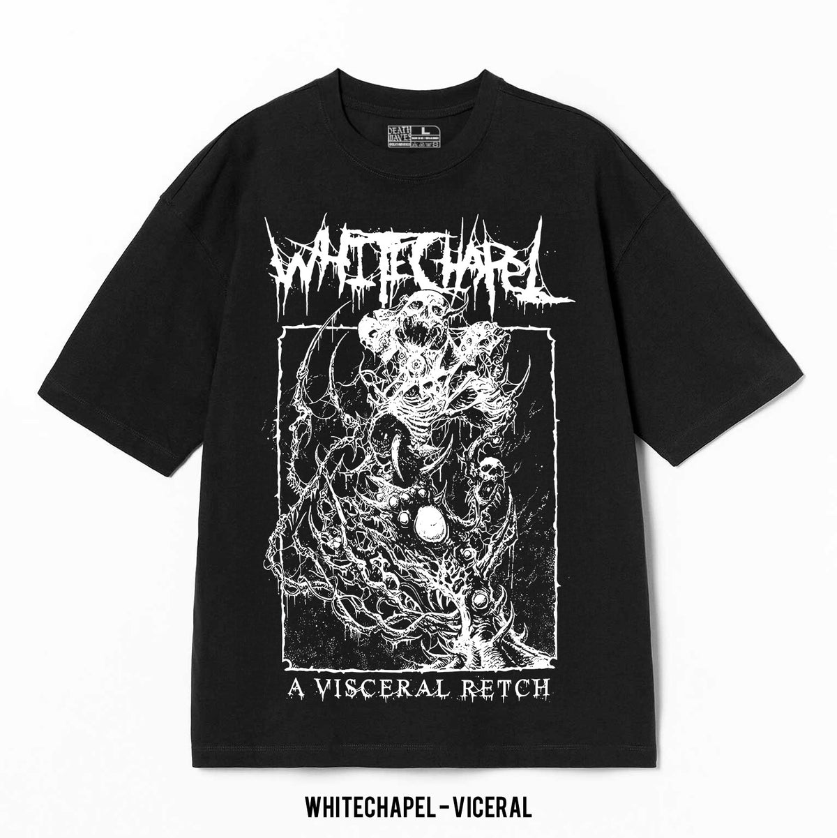 Playera Whitechapel – Visceral, color negro, impresión gráfica