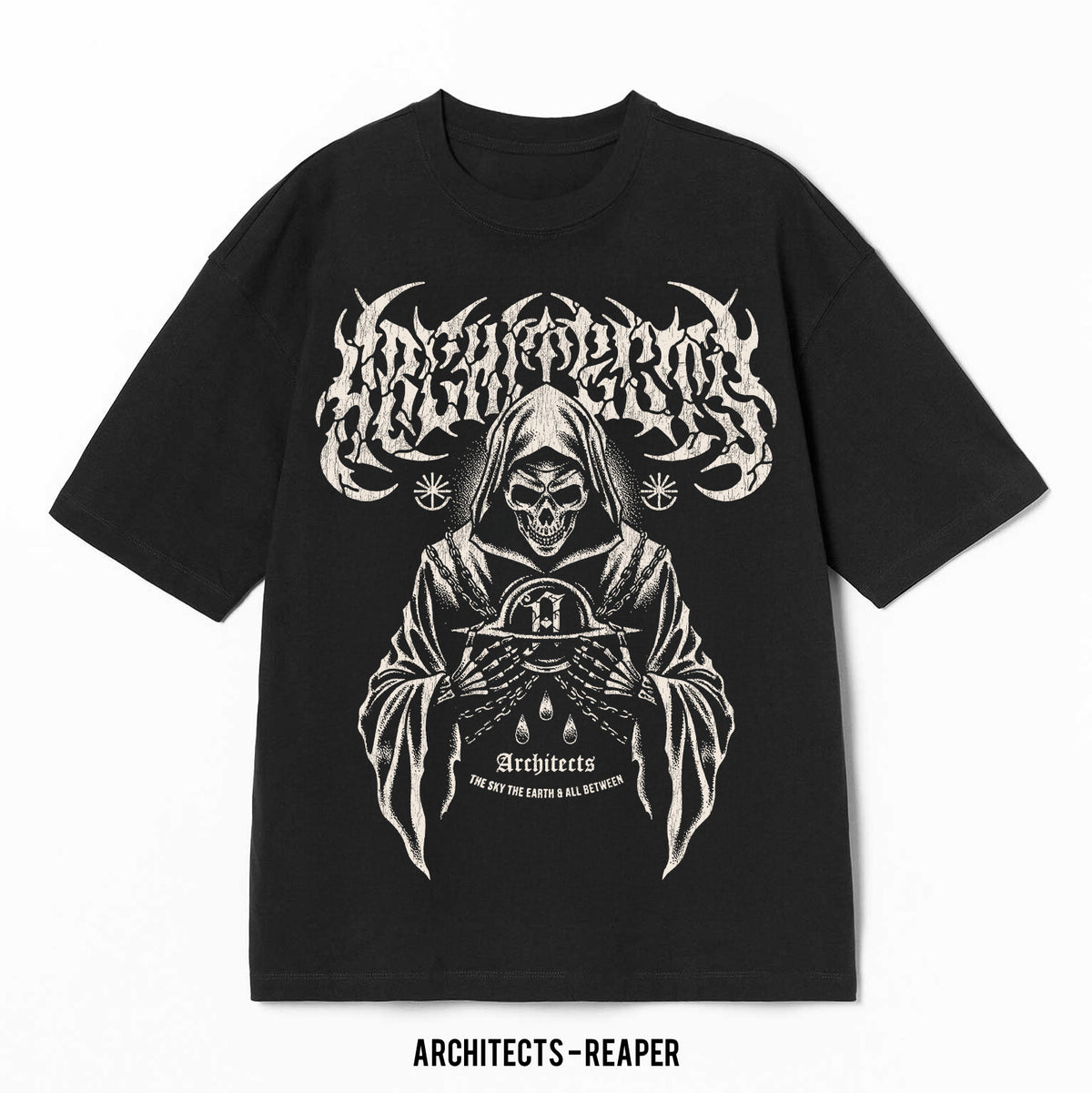 Playera Architects – Reaper, color negro, impresión gráfica