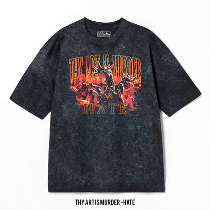 Playera Thy Art Is Murder – Hate Mineral Wash, color negro, impresión gráfica