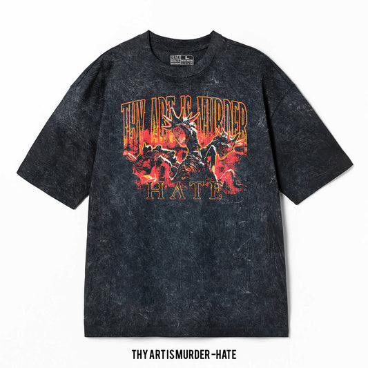 Playera Thy Art Is Murder – Hate Mineral Wash, color negro, impresión gráfica