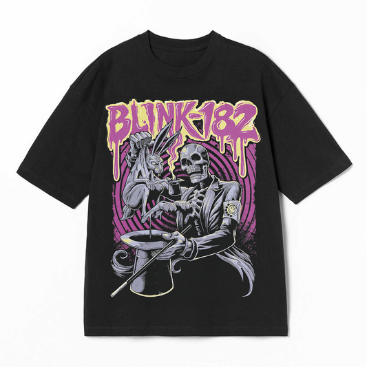 Playera Blink 182 – Rabbit, color negro, impresión gráfica