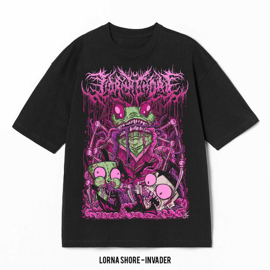 Playera Lorna Shore – Invader, color negro, impresión gráfica