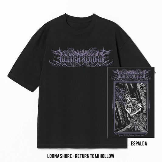 Playera Lorna Shore – Return, color negro, impresión gráfica