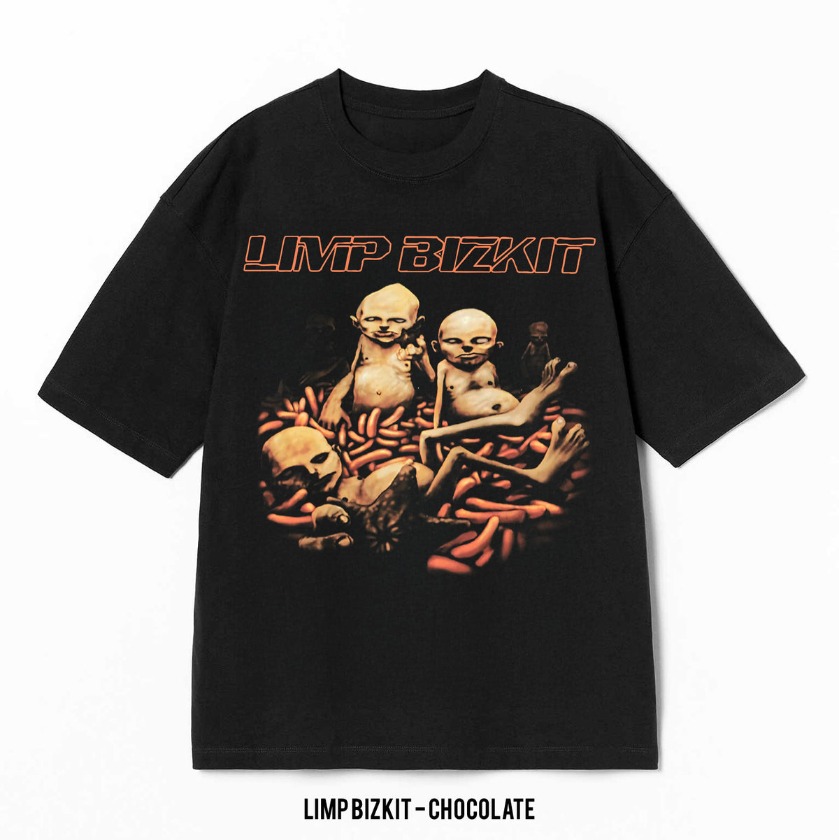 Playera Limp Bizkit – Chocolate, color negro, impresión gráfica