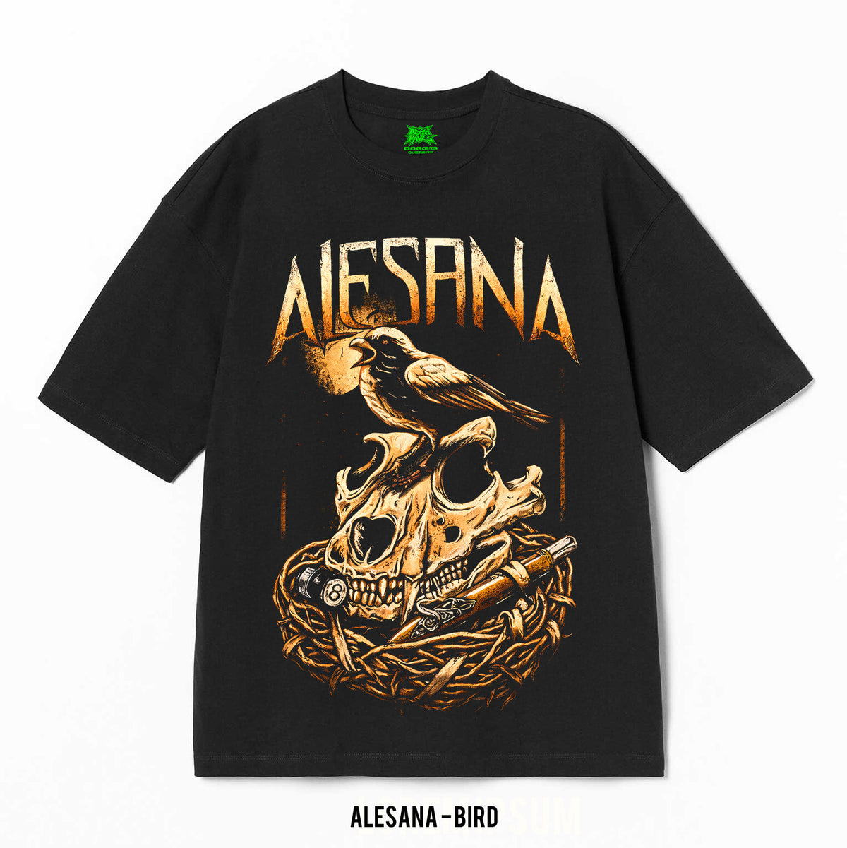 Playera Alesana – Bird, color negro, impresión gráfica