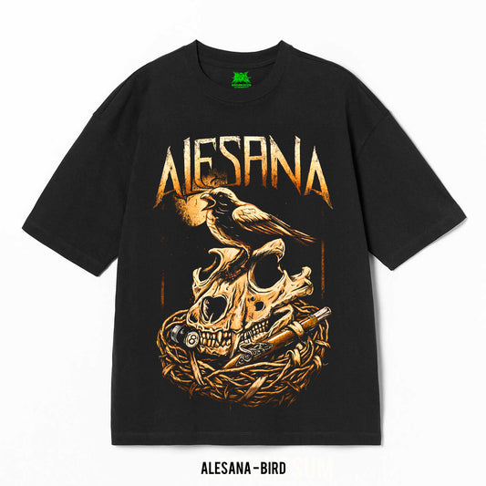 Playera Alesana – Bird, color negro, impresión gráfica
