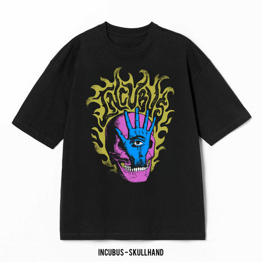 Playera Incubus – Skull Hand, color negro, impresión gráfica