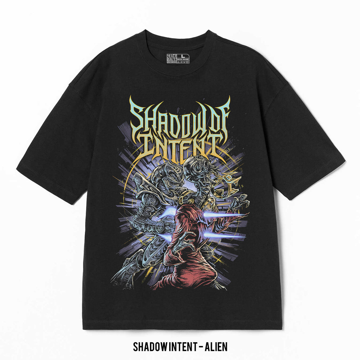 Playera Shadow Of Intent – Alien, color negro, impresión gráfica