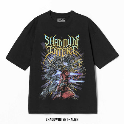 Playera Shadow Of Intent – Alien, color negro, impresión gráfica