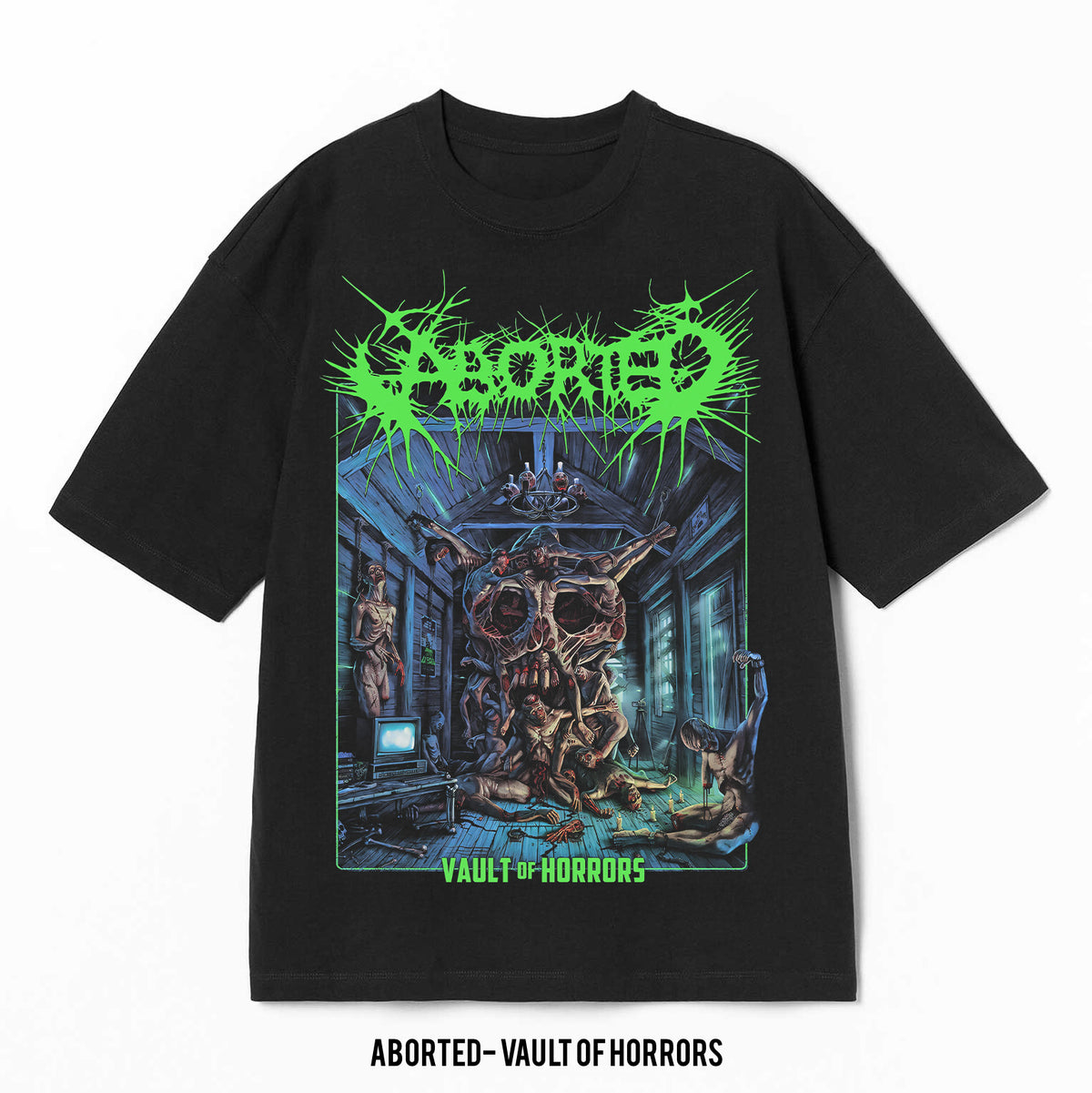 Playera Aborted – Horrors, color negro, impresión gráfica