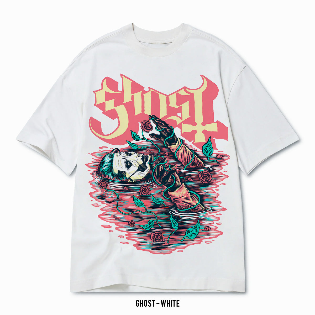 Playera Ghost – White, color blanco, impresión gráfica