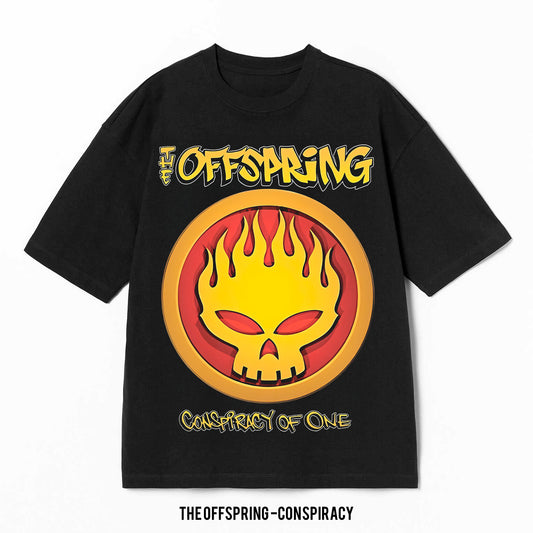 Playera The Offspring – Conspiracy, color negro, impresión gráfica