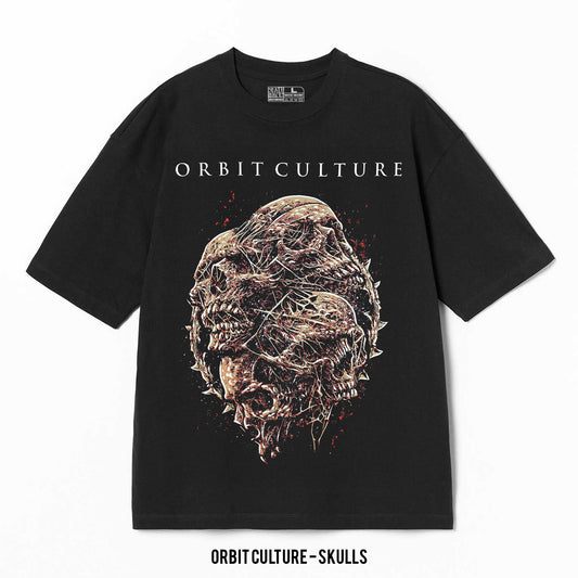 Playera Orbit Culture – Skulls, color negro, impresión gráfica