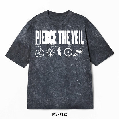 Playera Pierce The Veil – Eras Mineral Wash, color negro, impresión gráfica