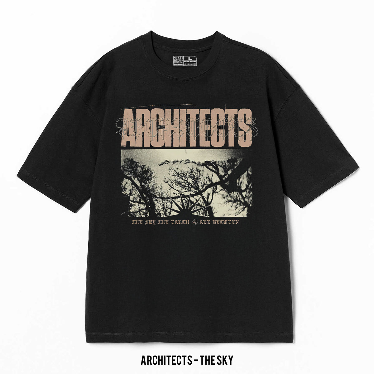 Playera Architects – Nowhere, color negro, impresión gráfica
