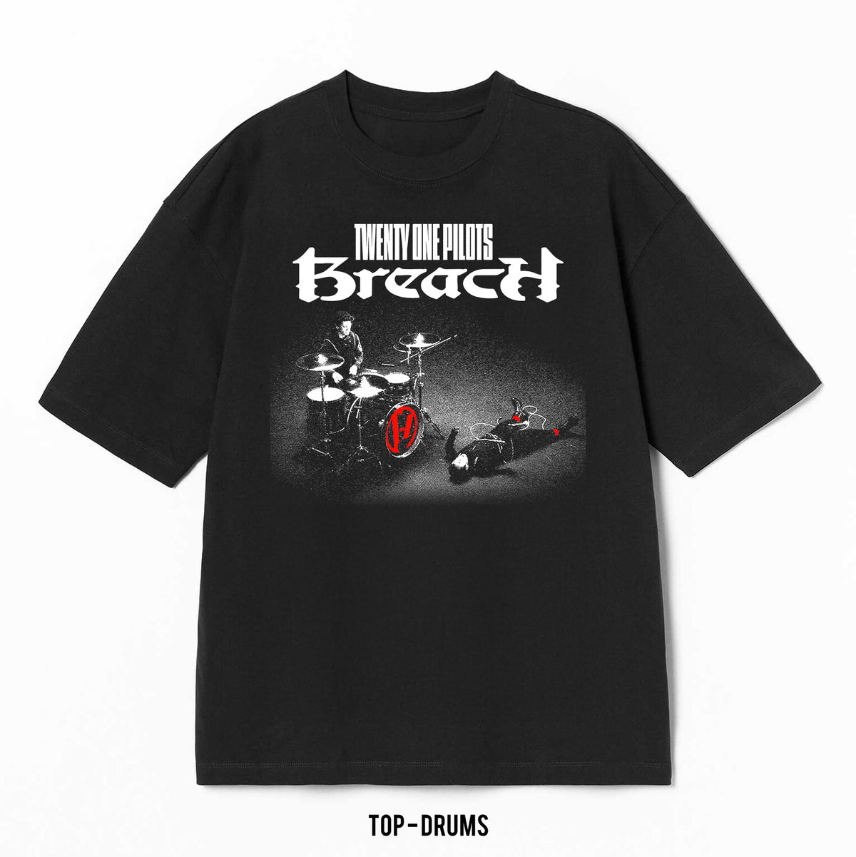 Playera Twenty One Pilots – Drumshow, color negro, impresión gráfica
