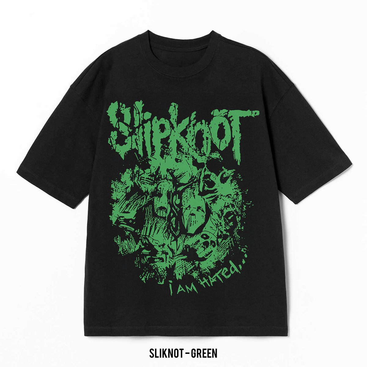 Playera Slipknot – Green, color negro, impresión gráfica