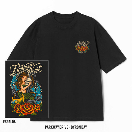 Playera Parkway Drive – Byron Day, color negro, impresión gráfica