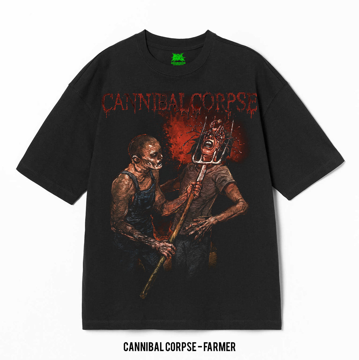 Playera Cannibal Corpse – Farmer, color negro, impresión gráfica