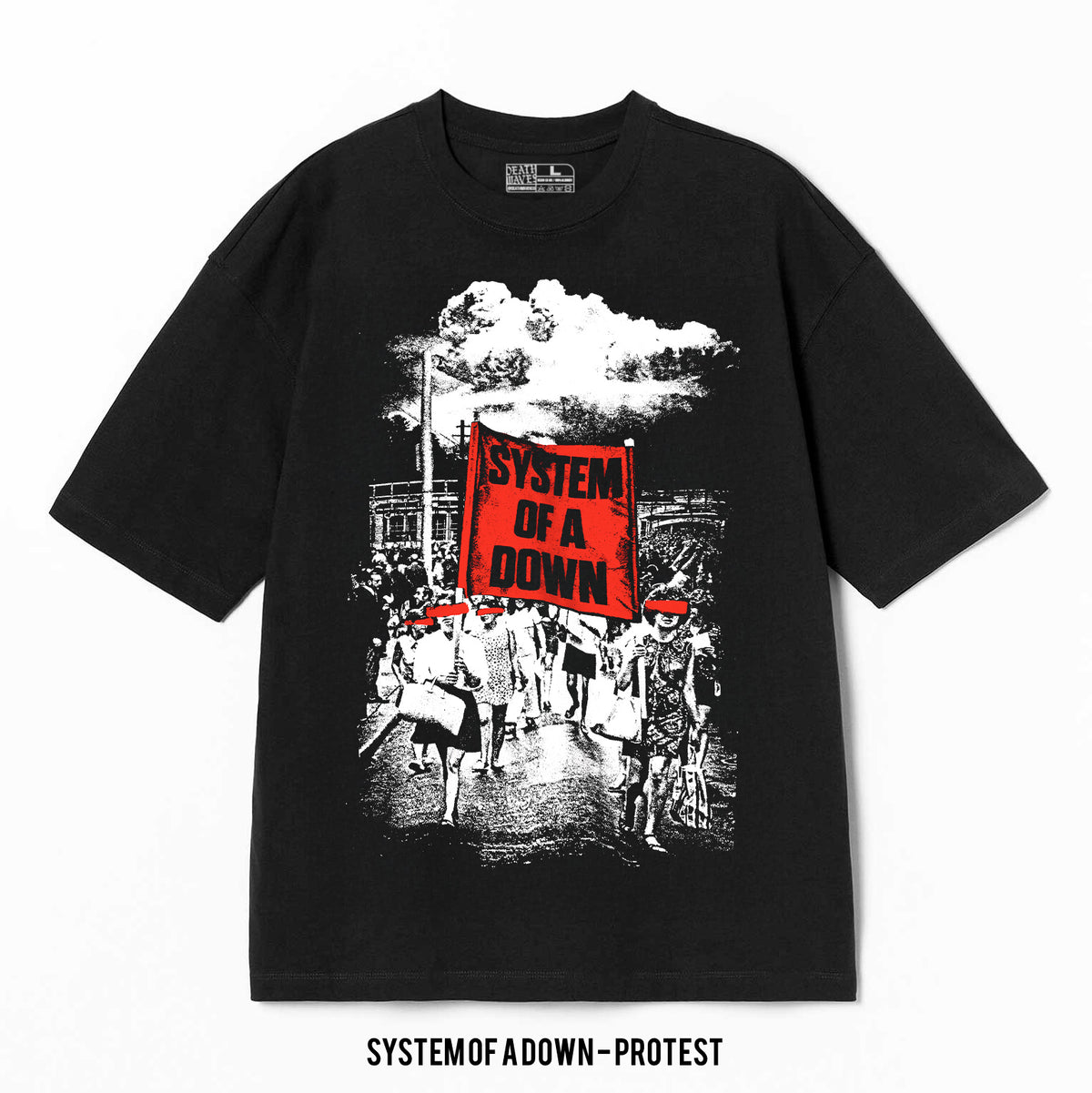 Playera System Of A Down – Protest, color negro, impresión gráfica
