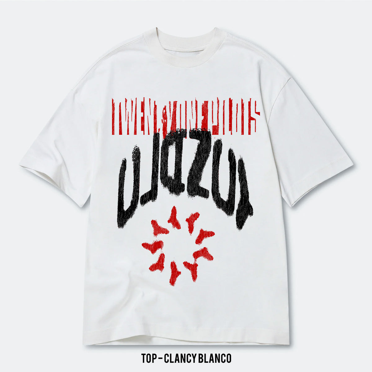 Playera Twenty One Pilots – Clancy Blanco, color negro, impresión gráfica