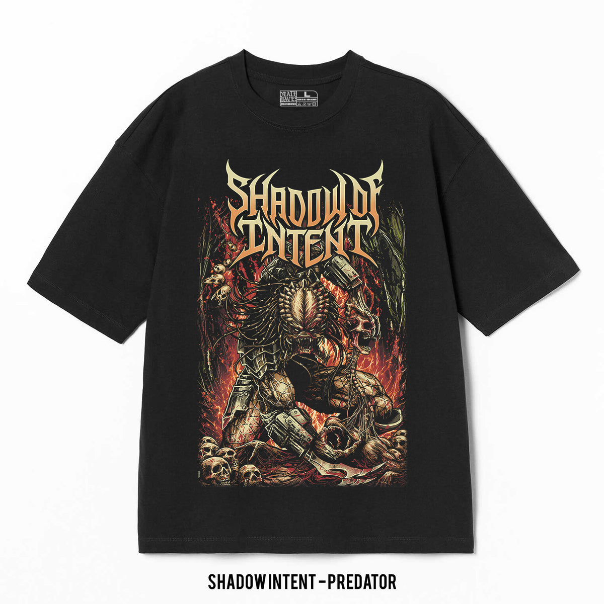 Playera Shadow Of Intent – Predator, color negro, impresión gráfica