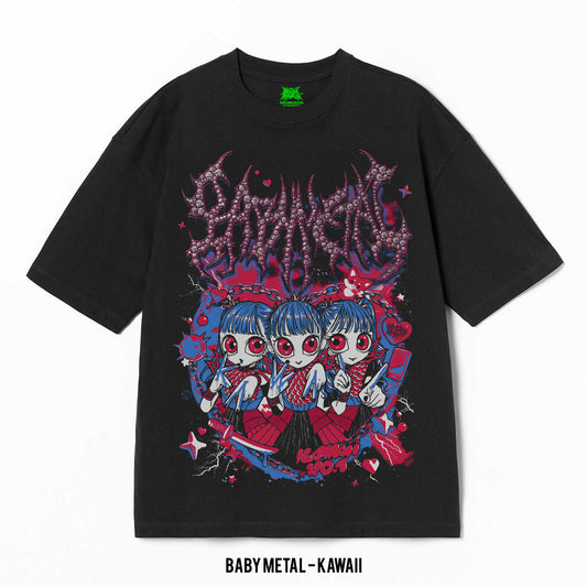 Playera Baby Metal – Kawaii, color negro, impresión gráfica