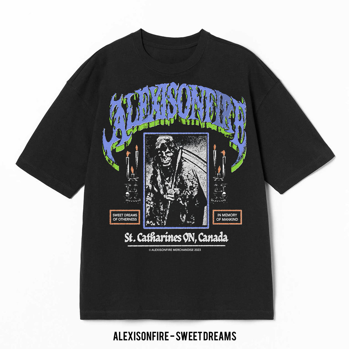 Playera Alexis On Fire – Sweet Dreams, color negro, impresión gráfica