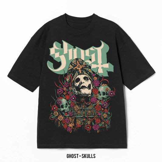 Playera Ghost – Skulls, color negro, impresión gráfica