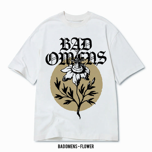 Playera Bad Omens – Flower, color negro, impresión gráfica