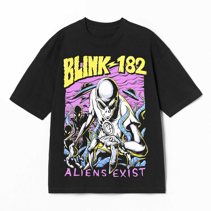 Playera Blink 182 – Alien, color negro, impresión gráfica